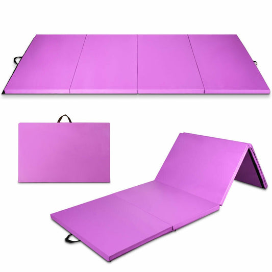 4 Feet x 10 Feet x 2 Inch Folding Gymnastics Tumbling Gym Mat, Pink - Gallery Canada