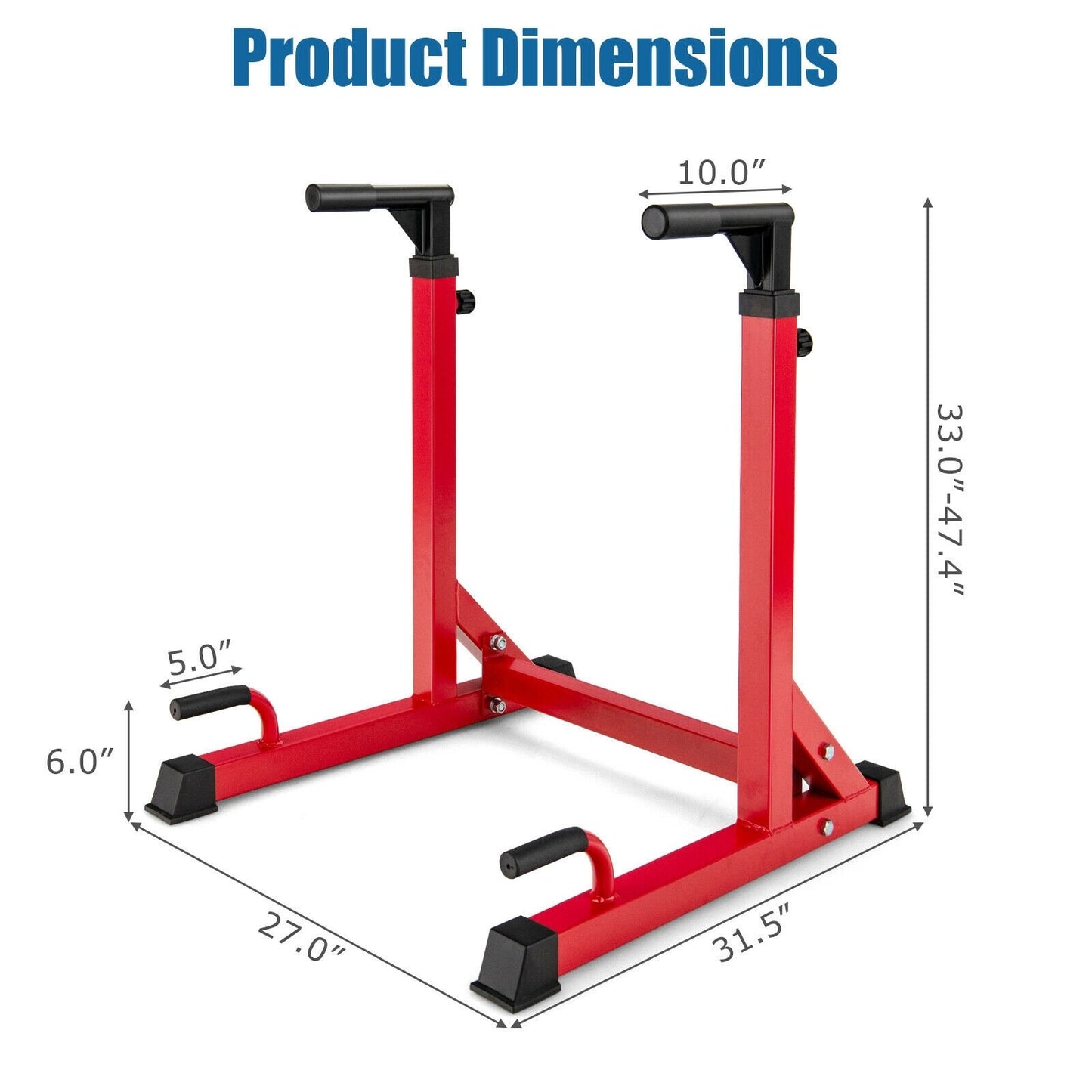 Adjustable Multi-function Dip-up Station for Power Training, Red