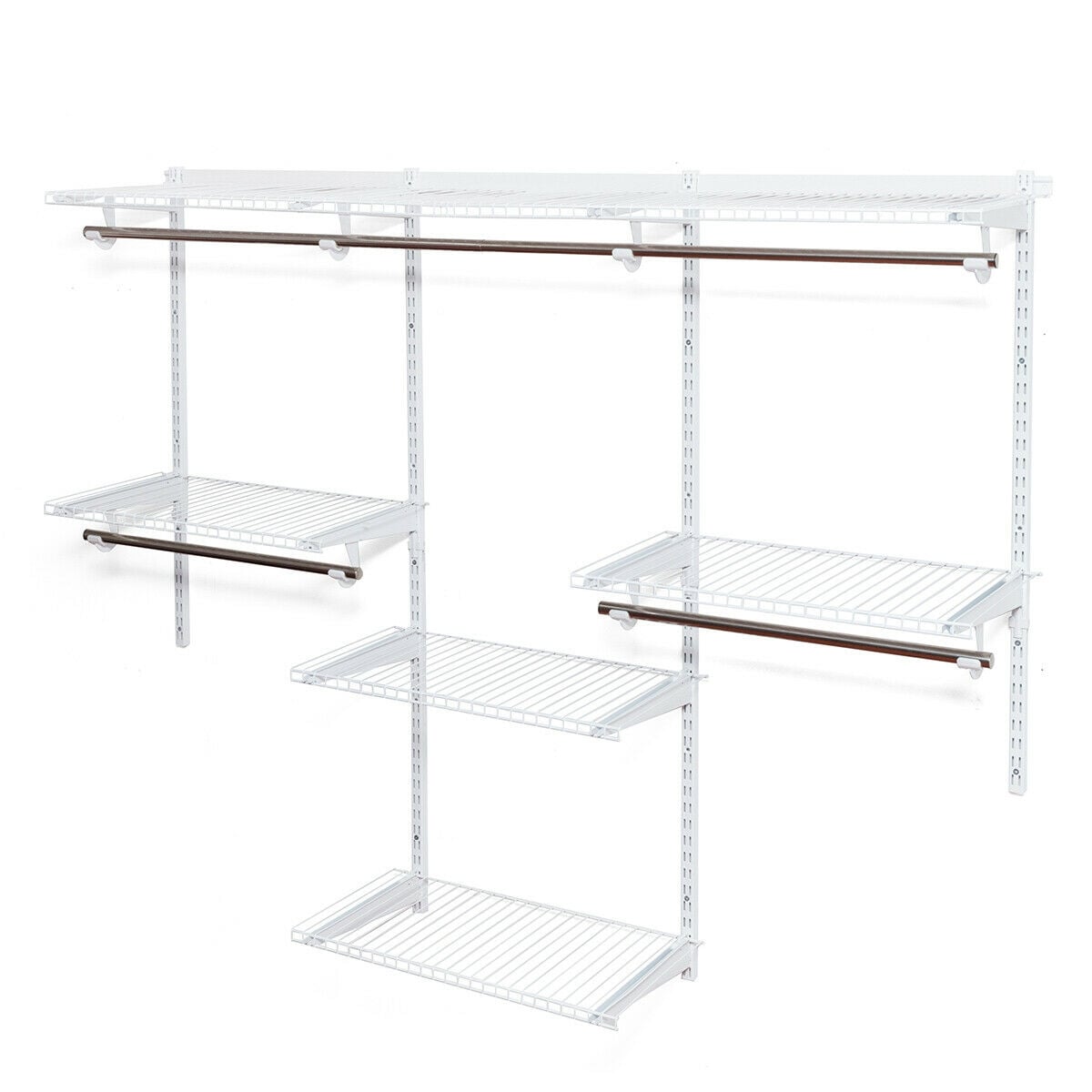 Adjustable Wall Mounted Closet Rack System With Shelf, White Clothing & Closet Storage White at Gallery Canada
