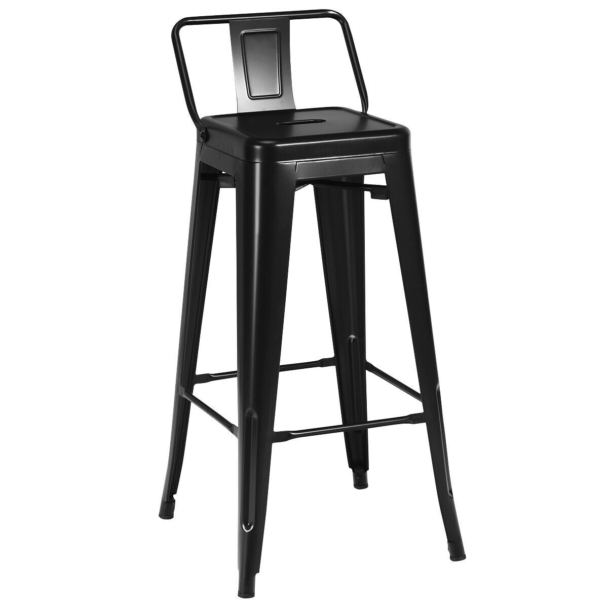 30 Inch Set of 4 Metal Counter Height Barstools with Low Back and Rubber Feet, Black Bar Stools at Gallery Canada