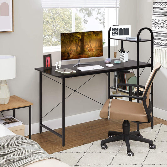 Reversible Computer Desk Study Workstation Home Office 4-tier Bookshelf, Brown - Gallery Canada