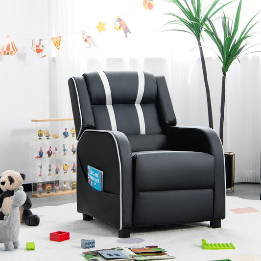 Kids Recliner Chair with Side Pockets and Footrest, White - Gallery Canada