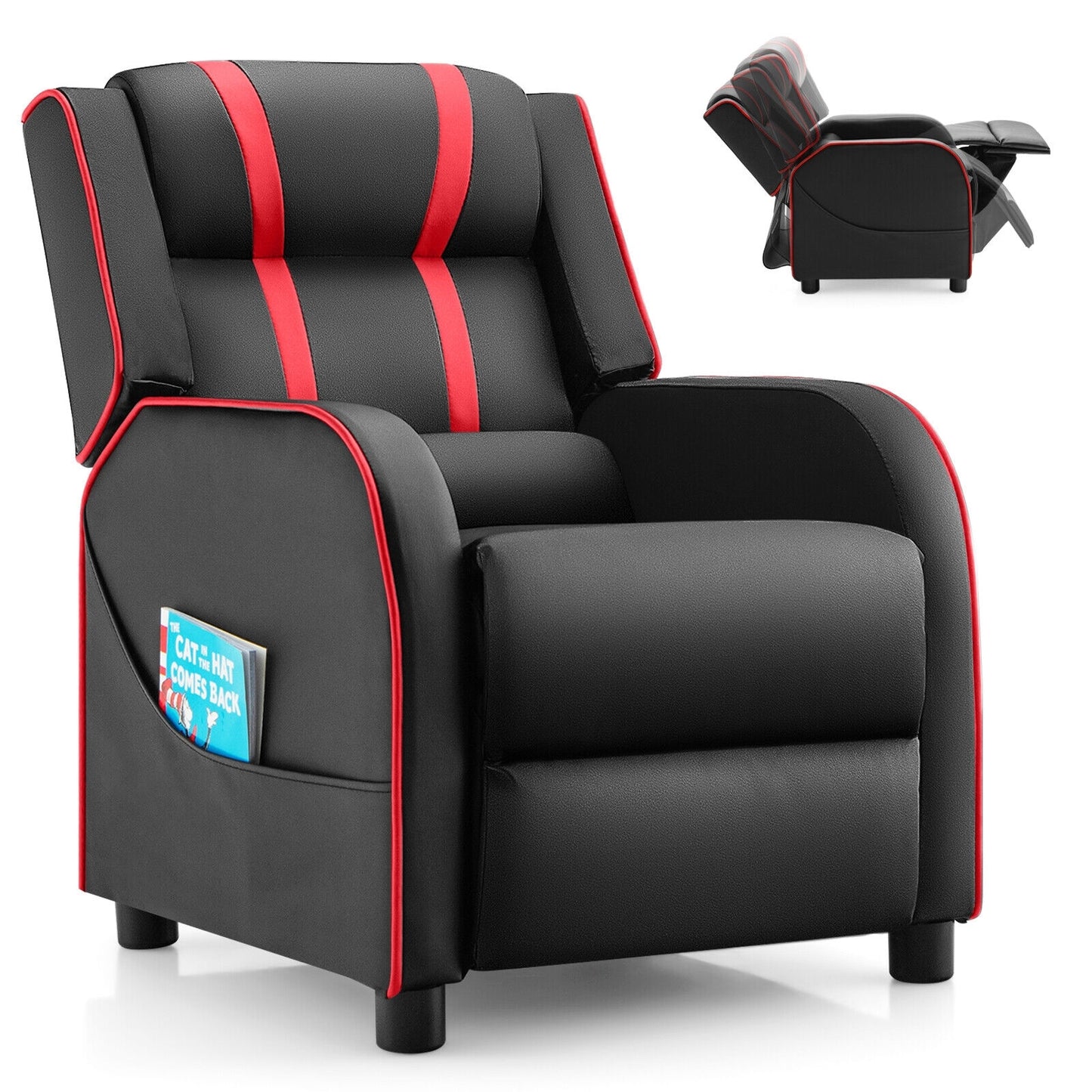 Kids Recliner Chair with Side Pockets and Footrest, Red Kids Chairs & Seating Red at Gallery Canada