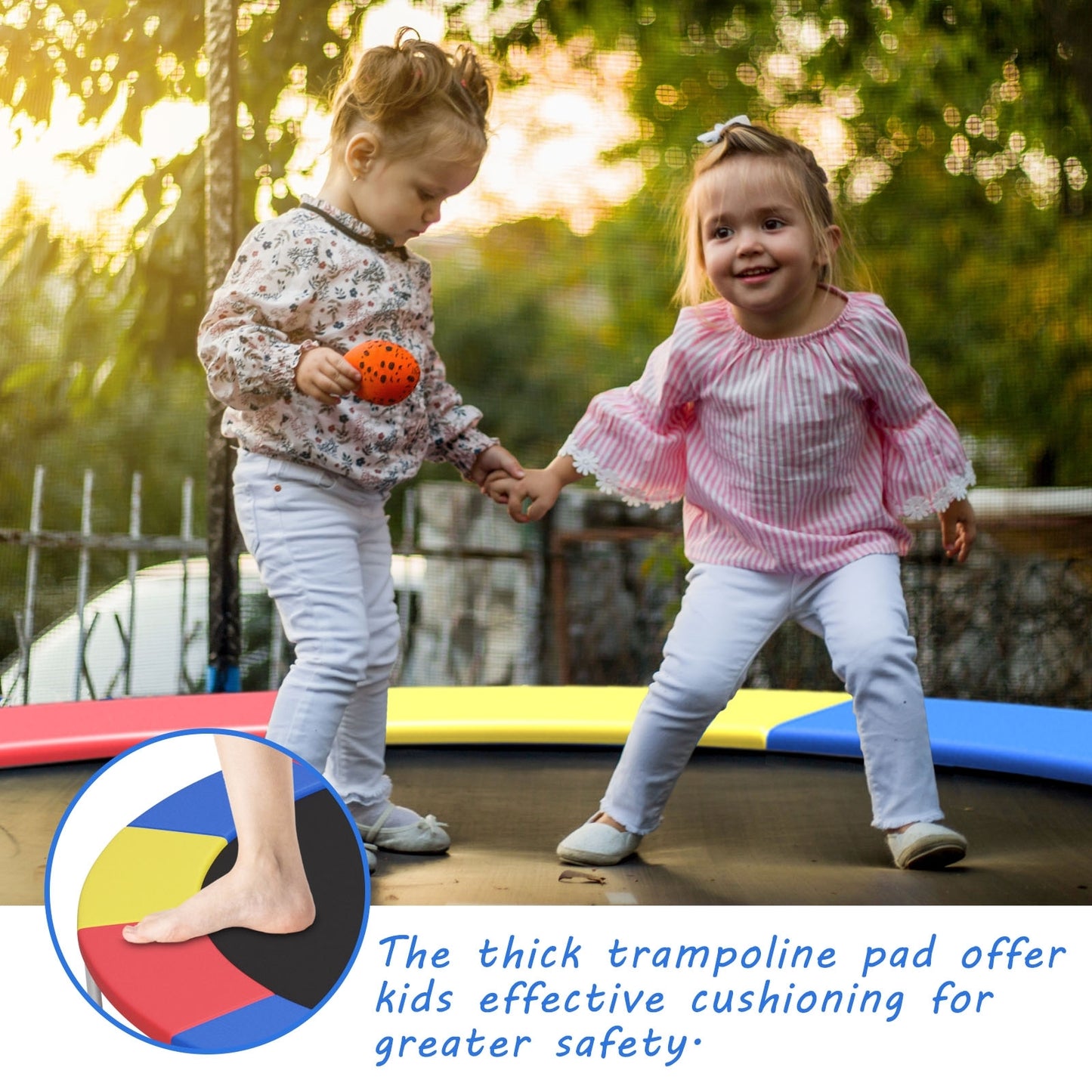 14 Feet Waterproof and Tear-Resistant Universal Trampoline Safety Pad Spring Cover, Multicolor Trampoline Accessories at Gallery Canada