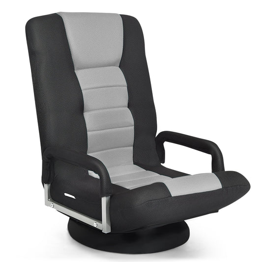 360-Degree Swivel Gaming Floor Chair with Foldable Adjustable Backrest, Gray at Gallery Canada