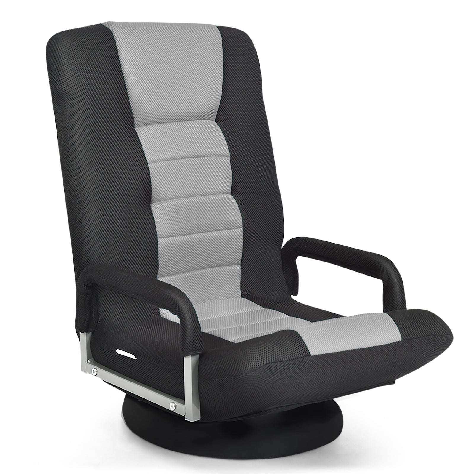 360-Degree Swivel Gaming Floor Chair, Foldable Adjustable Backrest, Gray Floor Chairs at Gallery Canada