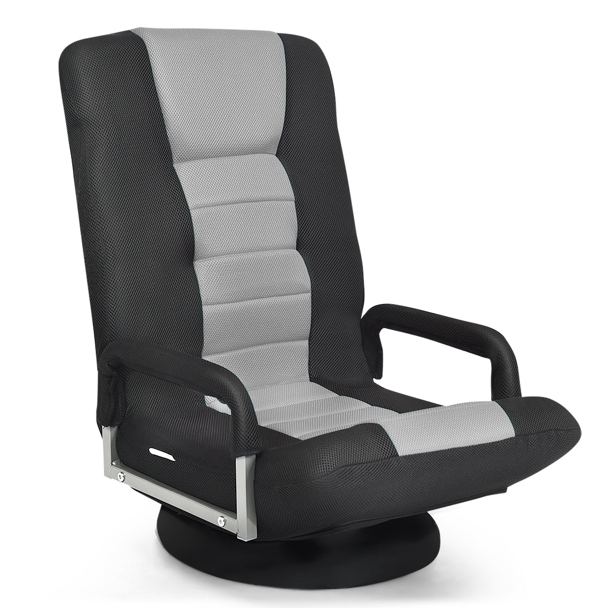 360-Degree Swivel Gaming Floor Chair, Foldable Adjustable Backrest, Gray Floor Chairs at Gallery Canada