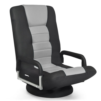 360-Degree Swivel Gaming Floor Chair, Foldable Adjustable Backrest, Gray Floor Chairs at Gallery Canada