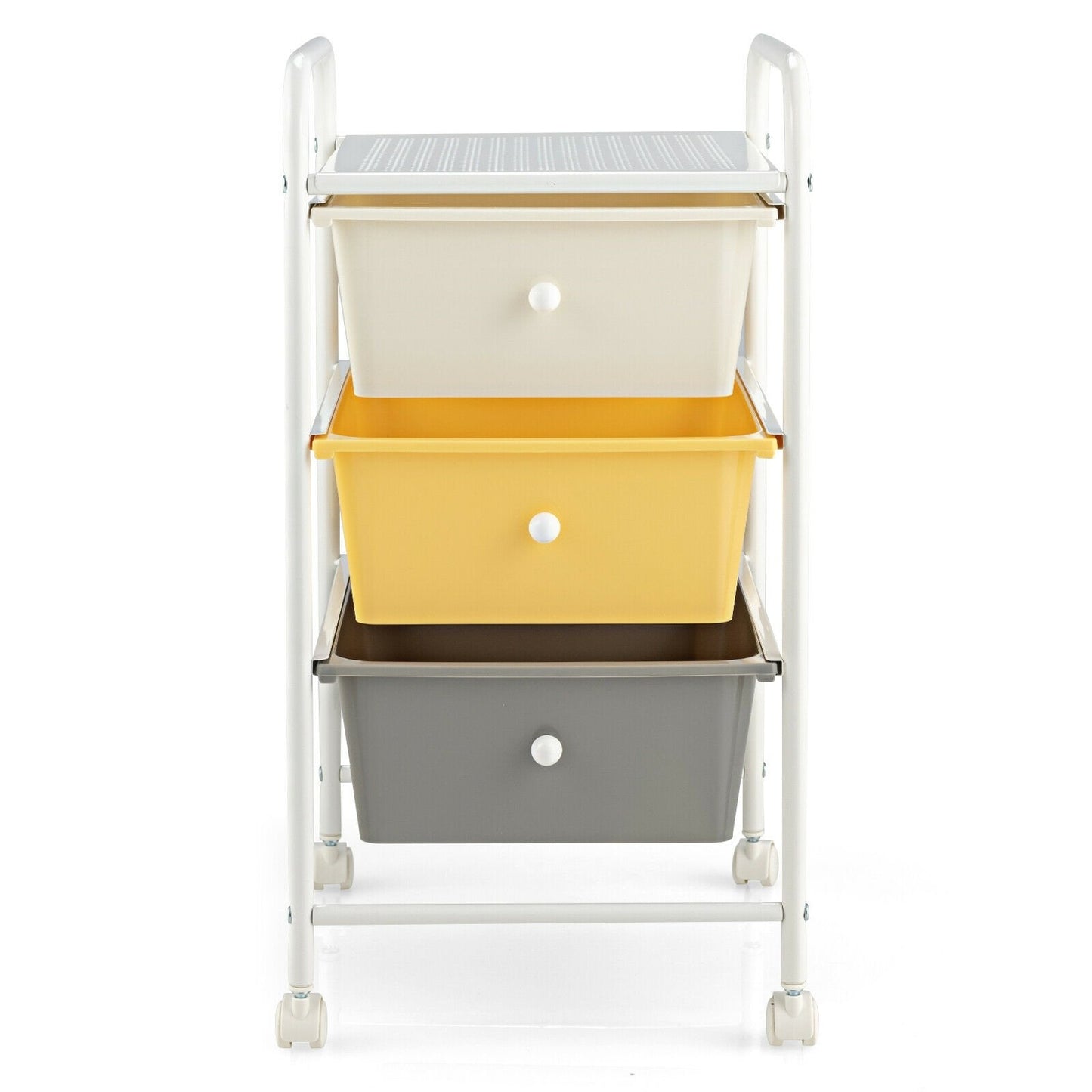 3-Drawer Rolling Storage Cart with Plastic Drawers for Office, Yellow - Gallery Canada