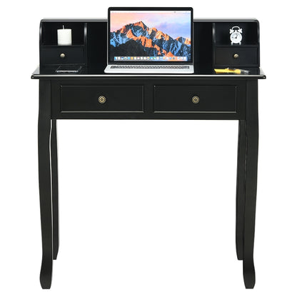 Writing Desk 2-Tier Vanity Desk Computer Desk with 4 Drawers, Black Writing Desks at Gallery Canada