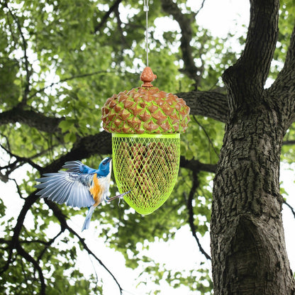 Metal Acorn Wild Bird Feeder Outdoor Hanging Food Dispenser for Garden Yard, Brown at Gallery Canada