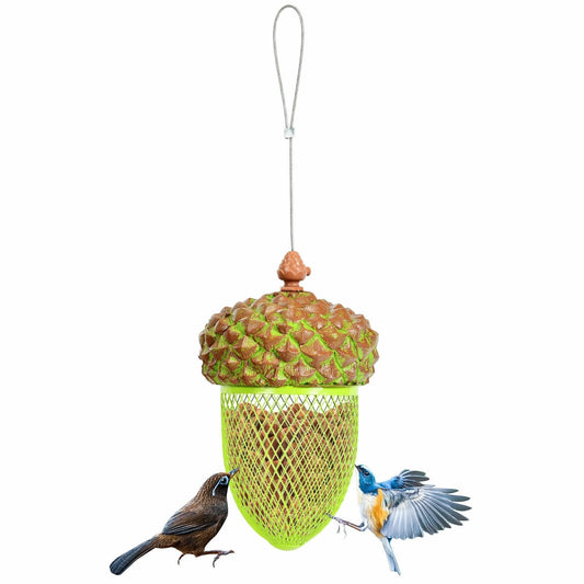 Metal Acorn Wild Bird Feeder Outdoor Hanging Food Dispenser for Garden Yard, Brown
