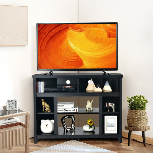 Modern Corner TV Stand with Adjustable Shelves for TVs up to 48 Inch, Black - Gallery Canada