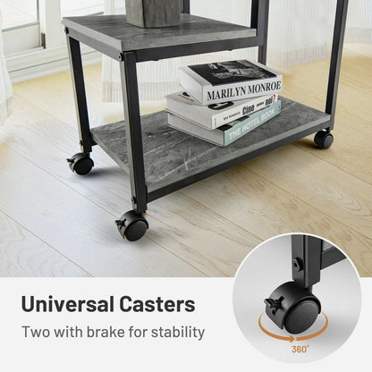 3-Tier Side Table with Storage and Universal Casters for Living Room and Bedroom, Black - Gallery Canada