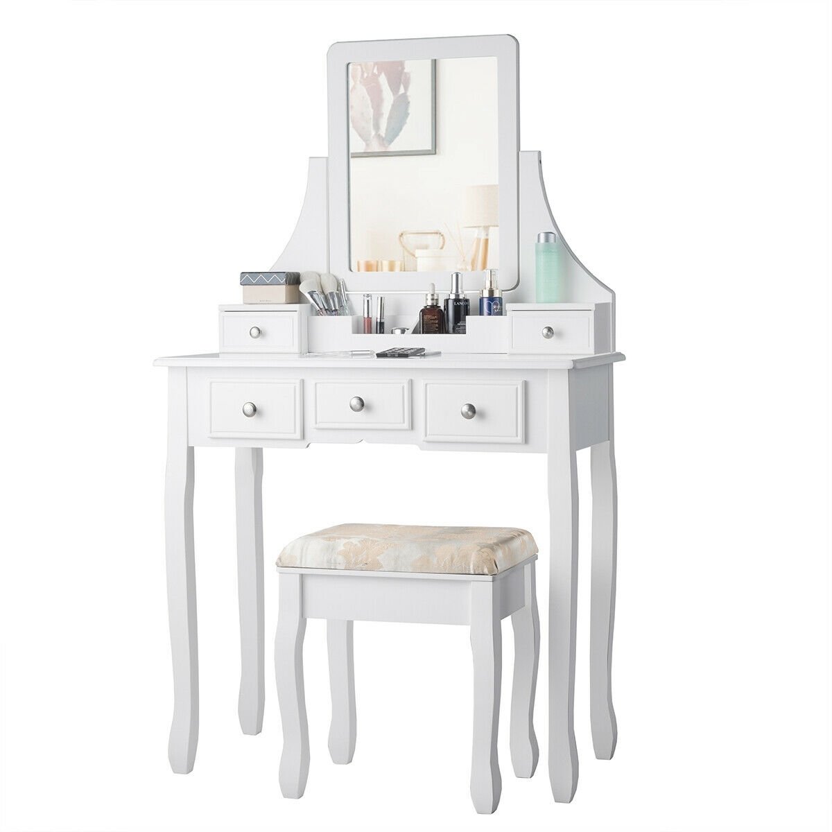 5 Drawers Removable Box Makeup Dressing Vanity Set, White - Gallery Canada