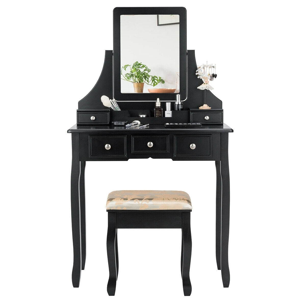 5 Drawers Removable Box Makeup Dressing Vanity Set, Black Makeup Vanities at Gallery Canada