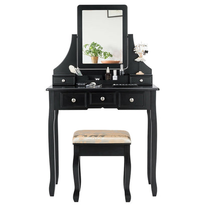 5 Drawers Removable Box Makeup Dressing Vanity Set, Black Makeup Vanities at Gallery Canada