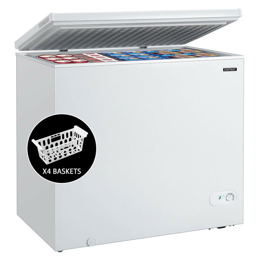 Chest Freezer 7.0 Cu.ft Upright Single Door Refrigerator with 4 Baskets, White - Gallery Canada
