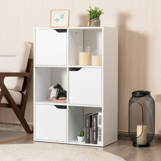 6 Cubes Wood Storage Shelves, White Bookcases White at Gallery Canada