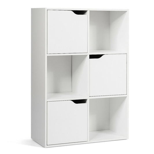 6 Cubes Wood Storage Shelves, White Bookcases White at Gallery Canada