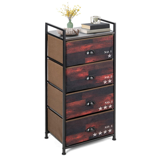 Industrial 4 Fabric Drawers Storage Dresser with Fabric Drawers and Steel Frame, Dark Brown Dressers & Chests Dark Brown at Gallery Canada