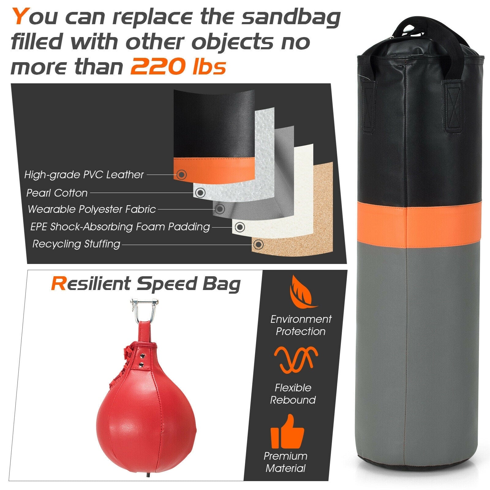 Heavy Duty Boxing Punching Stand With Heavy Bag, Gray Boxing & Martial Arts at Gallery Canada