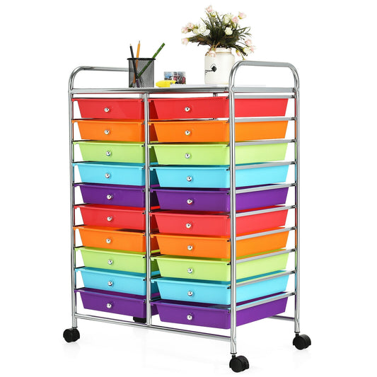 20 Drawers Storage Rolling Cart, Multicolor