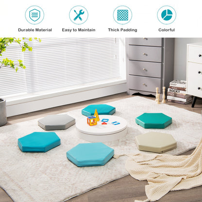 6 Piece Hexagon Toddler Floor Cushions, Blue Kids Chairs & Seating at Gallery Canada