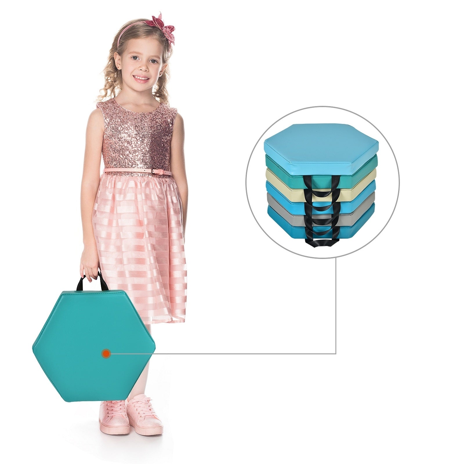 6 Piece Hexagon Toddler Floor Cushions, Blue Kids Chairs & Seating at Gallery Canada