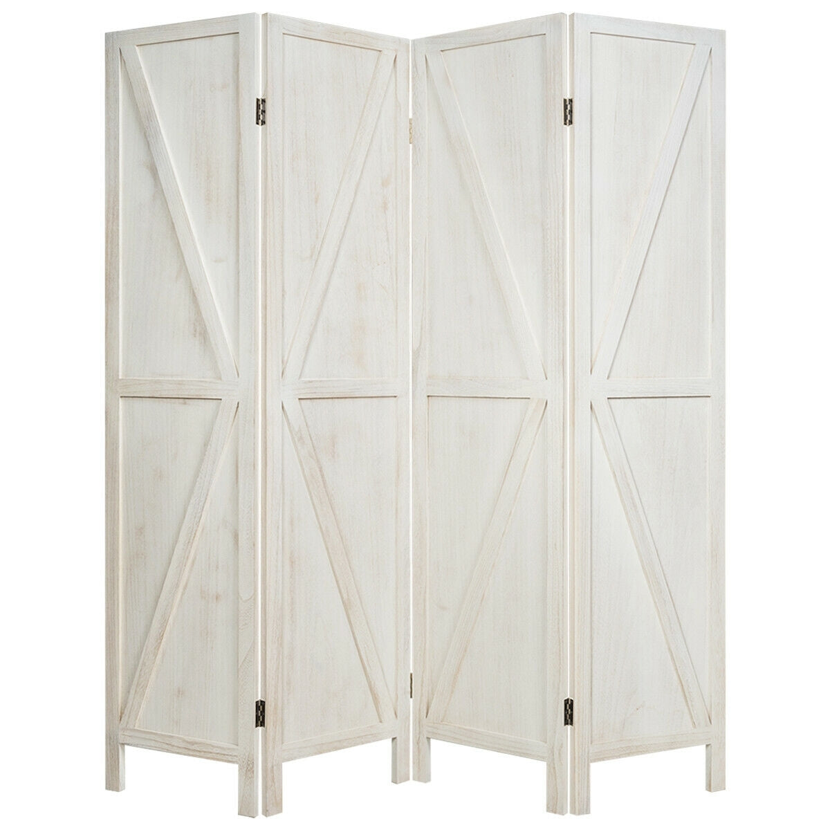 4 Panels Folding Wooden Room Divider, White Room Dividers at Gallery Canada