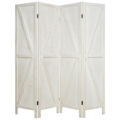 4 Panels Folding Wooden Room Divider, White Room Dividers at Gallery Canada