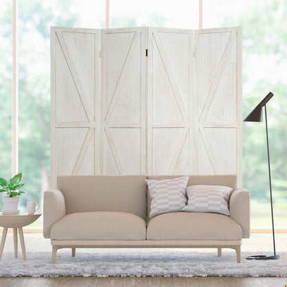 4 Panels Folding Wooden Room Divider, White Room Dividers at Gallery Canada