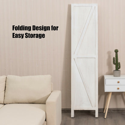 4 Panels Folding Wooden Room Divider, White Room Dividers at Gallery Canada