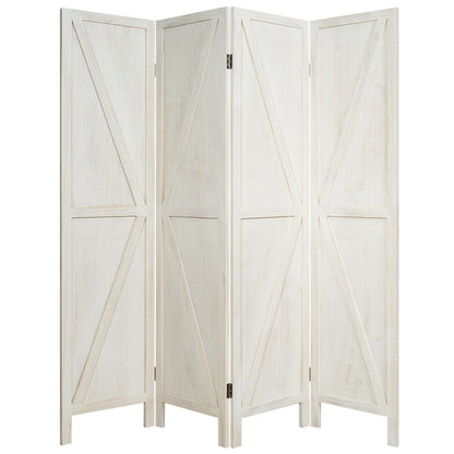 4 Panels Folding Wooden Room Divider, White Room Dividers at Gallery Canada