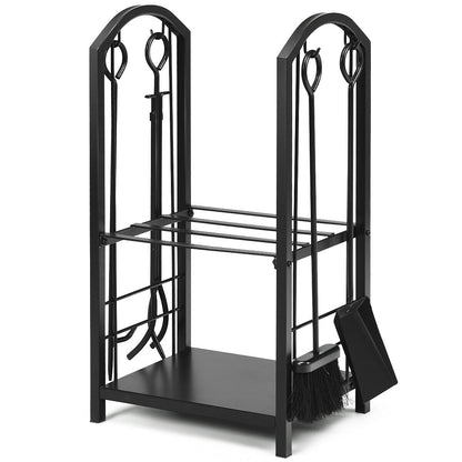 Fireplace Log Rack With 4 Tools Set, Black Log Storage Black at Gallery Canada