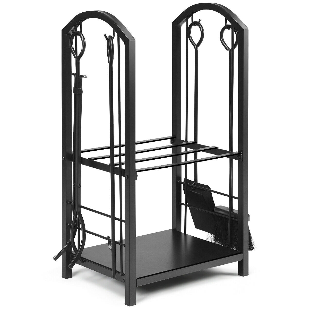 Fireplace Log Rack With 4 Tools Set, Black Log Storage at Gallery Canada