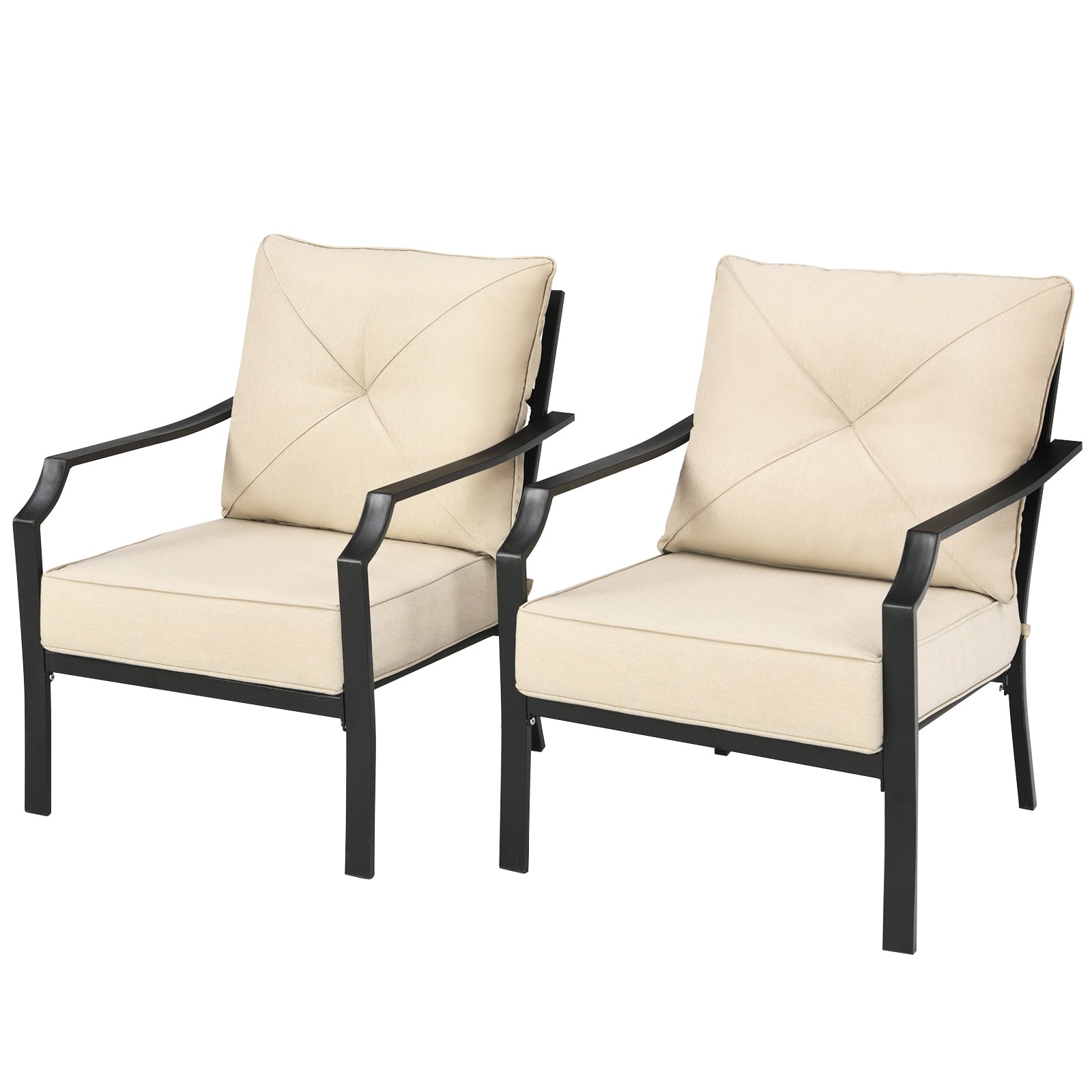 Patio Dining Set, 2 Pieces, Steel Frame, Padded Cushions Armrest, Beige Patio Dining Chairs at Gallery Canada