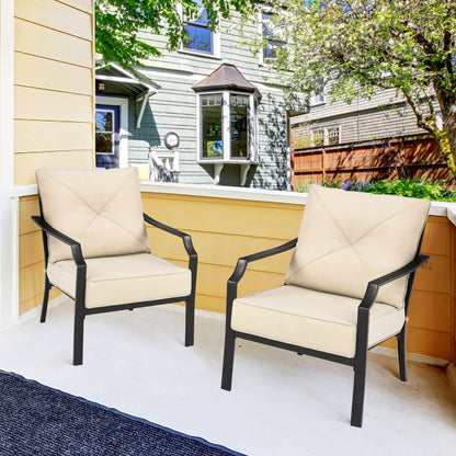 2 Pieces Patio Outdoor Dining Set with Padded Cushions Armrest Steel Frame, Beige Patio Dining Chairs at Gallery Canada