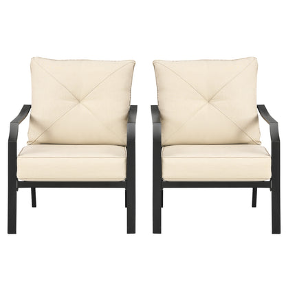 2 Pieces Patio Outdoor Dining Set with Padded Cushions Armrest Steel Frame, Beige Patio Dining Chairs at Gallery Canada