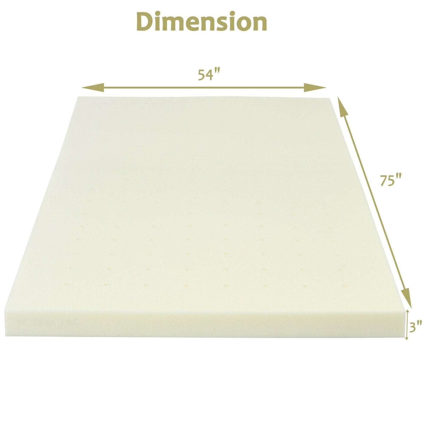 3-Inch Bed Mattress Topper Air Cotton for All Night’s Comfy Soft Mattress Pad-Full Size, Beige - Gallery Canada