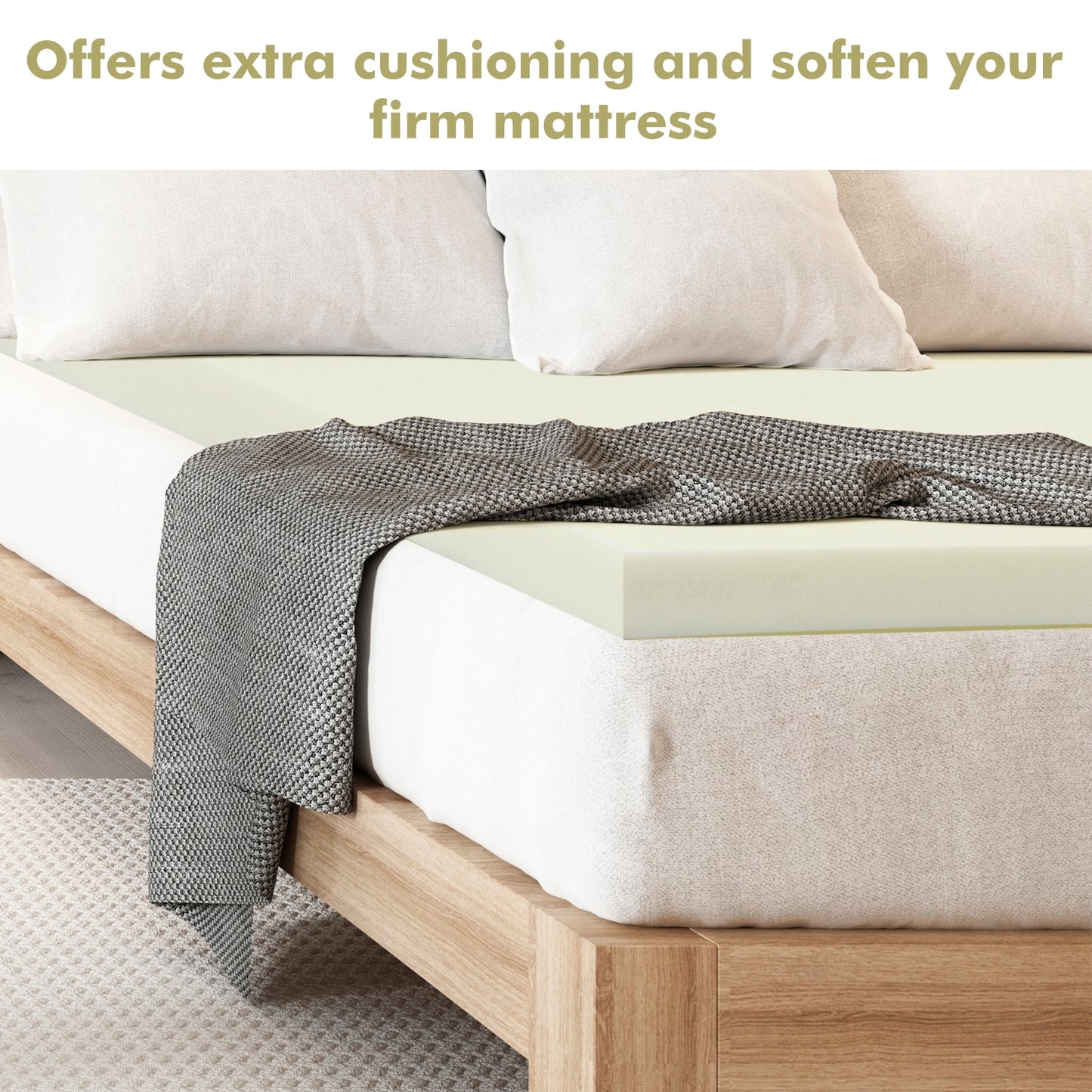 3-Inch Bed Mattress Topper Air Cotton for All Night’s Comfy Soft Mattress Pad-Queen Size, Beige Mattresses at Gallery Canada