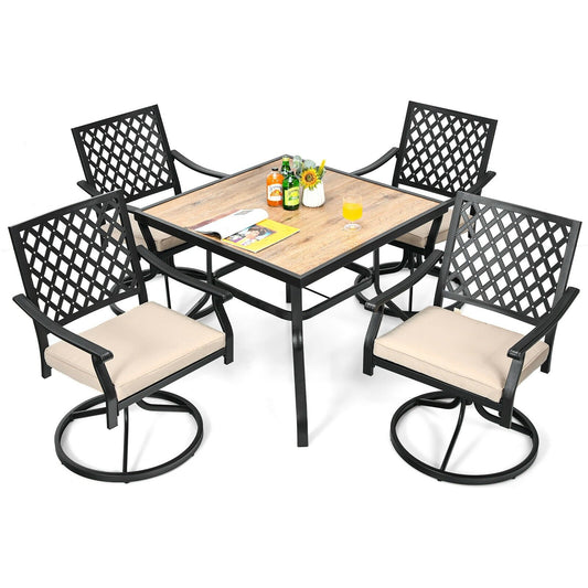 5-Piece Outdoor Patio Dining Set with Soft Cushions, Black - Gallery Canada