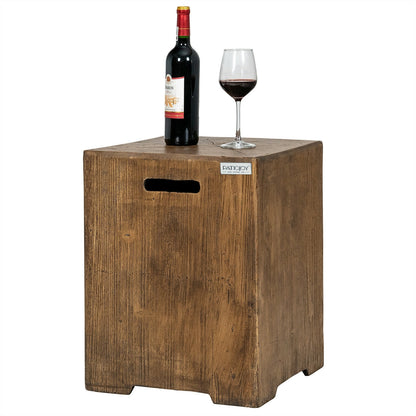 16 Inch Outdoor Hideaway Table Cover for Standard 20 LBS Propane Tank-B, Rustic Brown Patio Tables at Gallery Canada