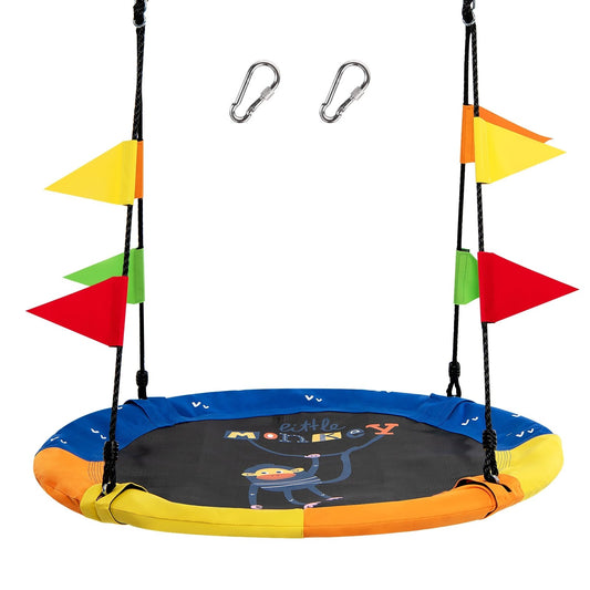 40 Inch Flying Saucer Tree Swing with Hanging Straps Monkey, Yellow at Gallery Canada
