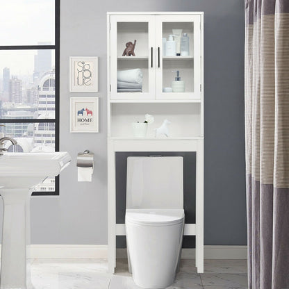 Over The Toilet Storage Cabinet, Tempered Glass Door, White Bathroom Etagere at Gallery Canada