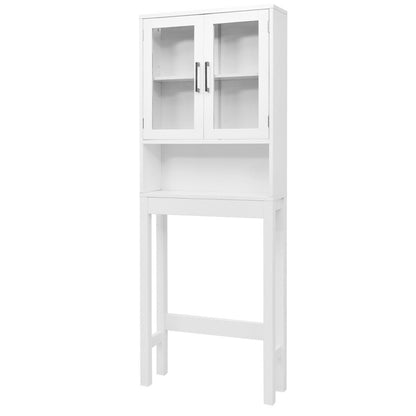 Over The Toilet Storage Cabinet, Tempered Glass Door, White Bathroom Etagere White at Gallery Canada