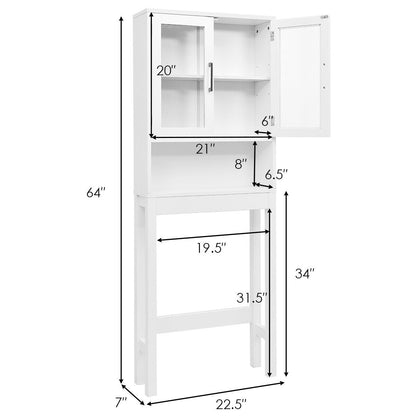 Over The Toilet Storage Cabinet, Tempered Glass Door, White Bathroom Etagere at Gallery Canada