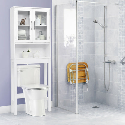 Over The Toilet Storage Cabinet, Tempered Glass Door, White Bathroom Etagere at Gallery Canada