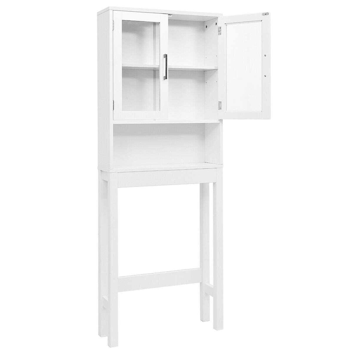 Over The Toilet Storage Cabinet, Tempered Glass Door, White Bathroom Etagere at Gallery Canada