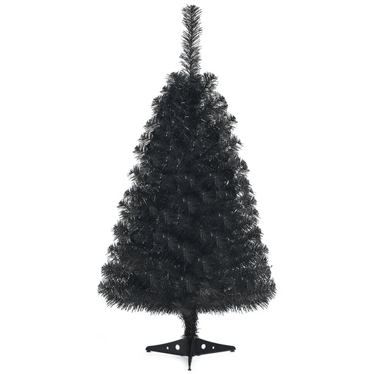 3 Feet Unlit Artificial Christmas Halloween Mini Tree with Plastic Stand, Black Christmas Tree Black at Gallery Canada